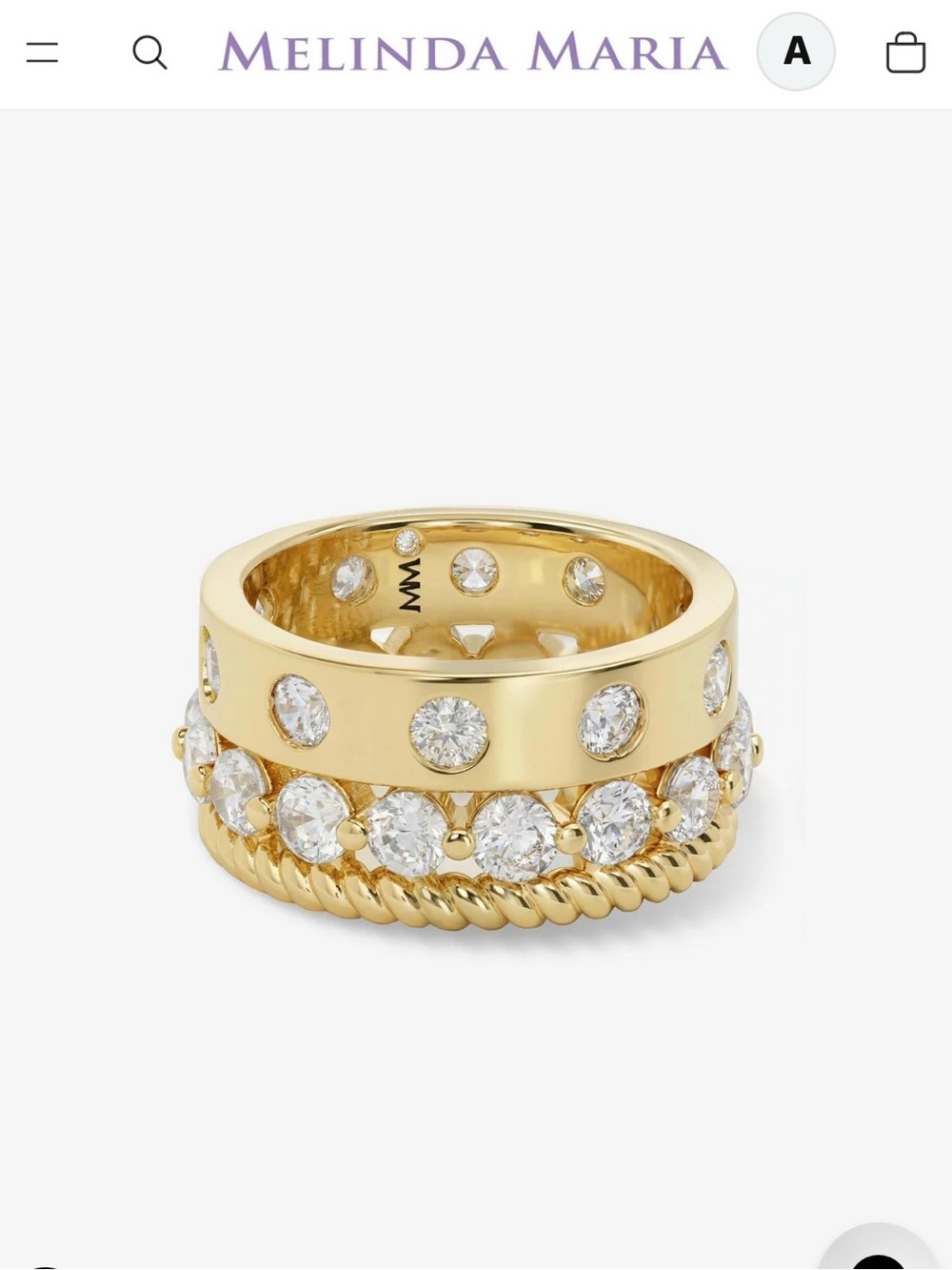 Melinda Maria Ashley Venice Ring size 7.  Ring currently pre-order on MM website